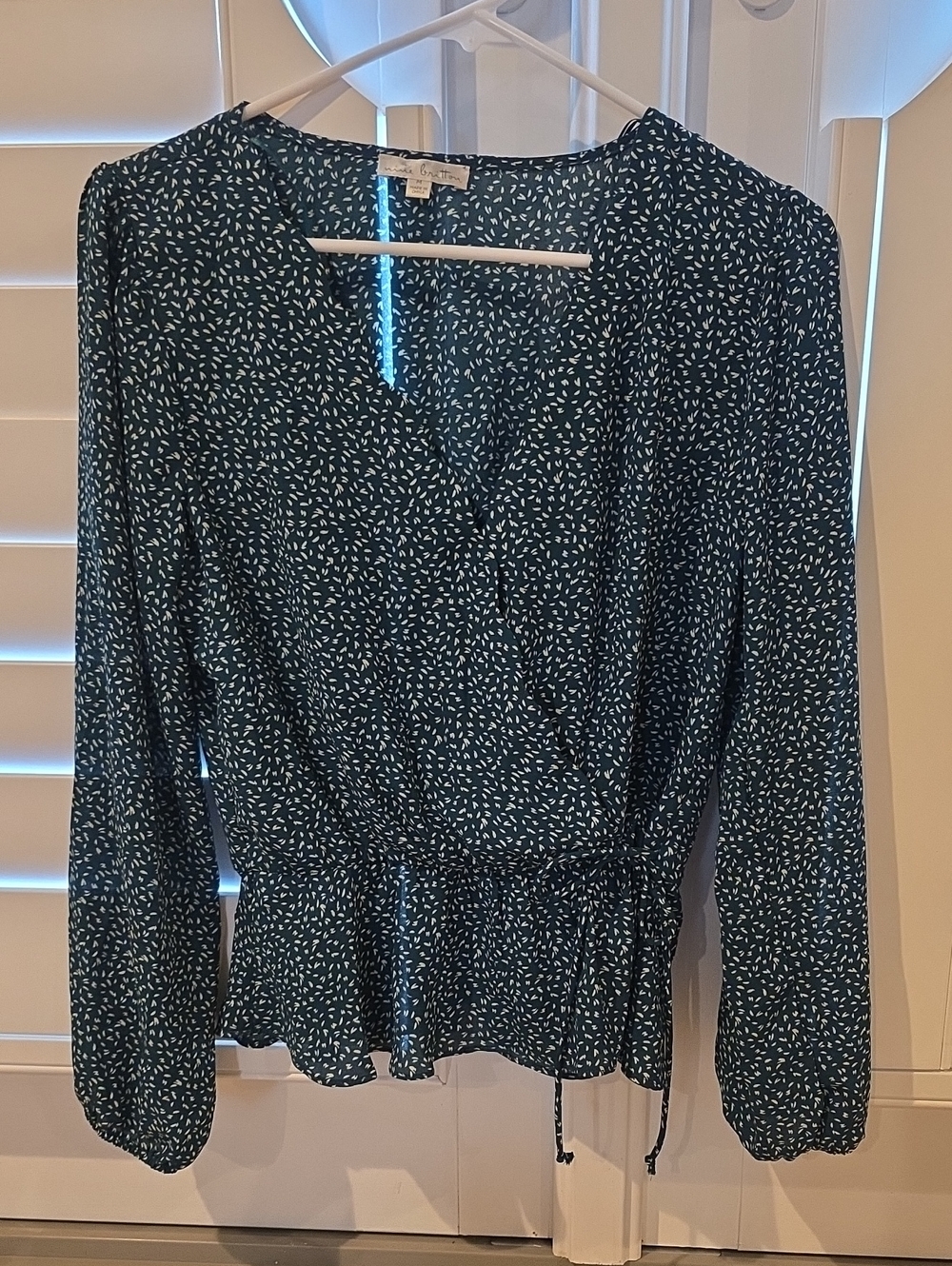 Nine britton Printed Wrap Blouse with Tie-Waist
